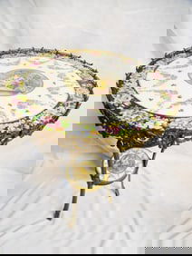 FRAGONARD FRANCE 2 TIER BRONZE AND PORCELAIN CIRCULAR TABLE