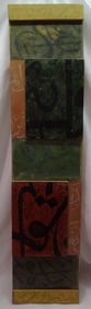 SAMUEL ACHENBACH OIL AND SILKSCREEN ON WOOD "ALIF 1995" SIGNED ON VERSO