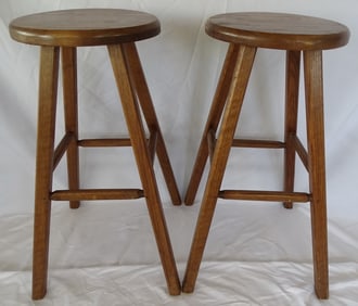 PAIR OF VINTAGE OAK STOOLS