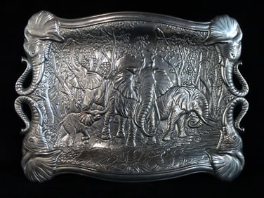 VINTAGE ARTHUR COURT ALUMINUM ELEPHANT SERVING PLATTER
