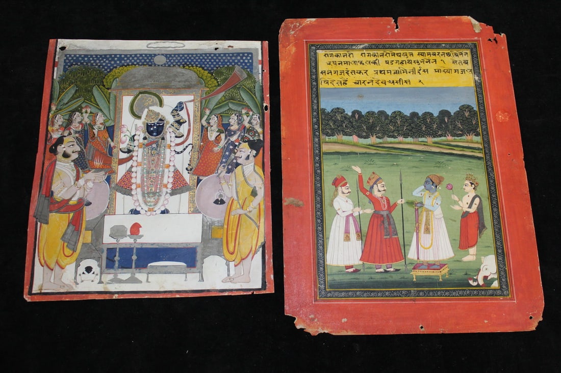 SANJU (INDIAN EARLY 1800'S) TWO PAINTINGS ILLUSTRATING THE HAMIR HATH LEGEND, INK, WATERCOLOR & GOLD (1 of 19)