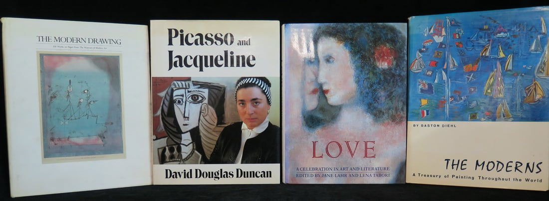 COLLECTION OF FOUR ART BOOKS INCLUDING "PICASSO AND JACQUELINE", LARGEST IS 13" X 9 3/4" (1 of 19)
