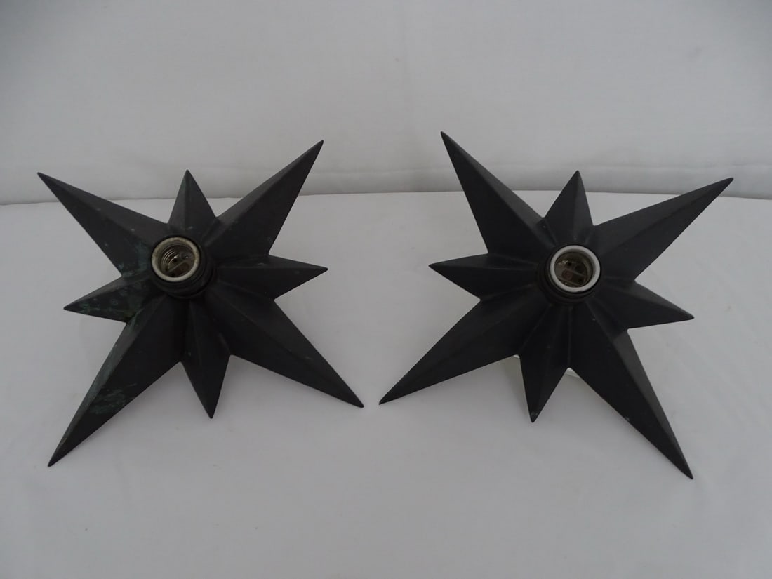 PAIR OF 'STAR' FLUSH MOUNTS IN ANTIQUED SILVER COLOR  BY ERIC COHLER (1 of 11)