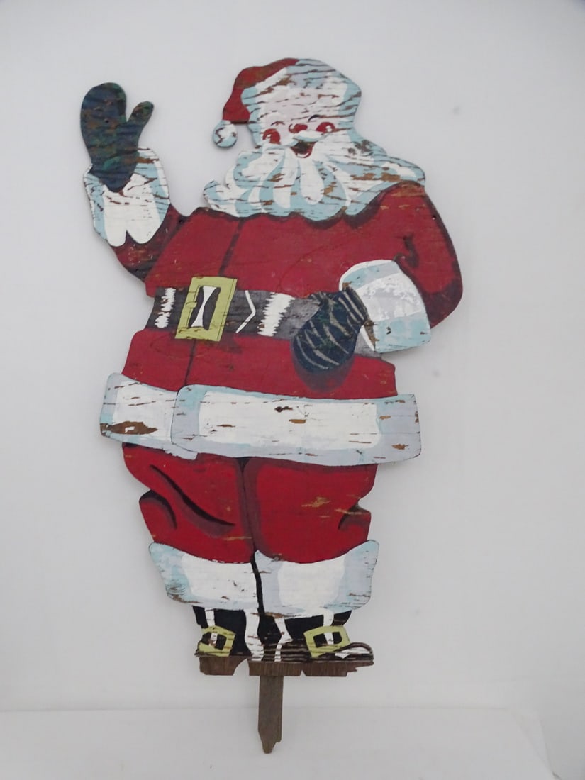 LARGE VINTAGE PAINTED WOOD "EASI-BILD" PLYWOOD SANTA CLAUS CHRISTMAS DISPLAY (1 of 11)