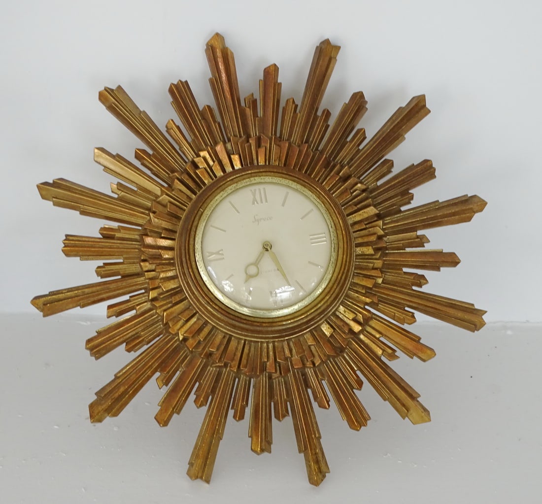 SUNBURST SYROCO EIGHT DAY WALL CLOCK (1 of 9)