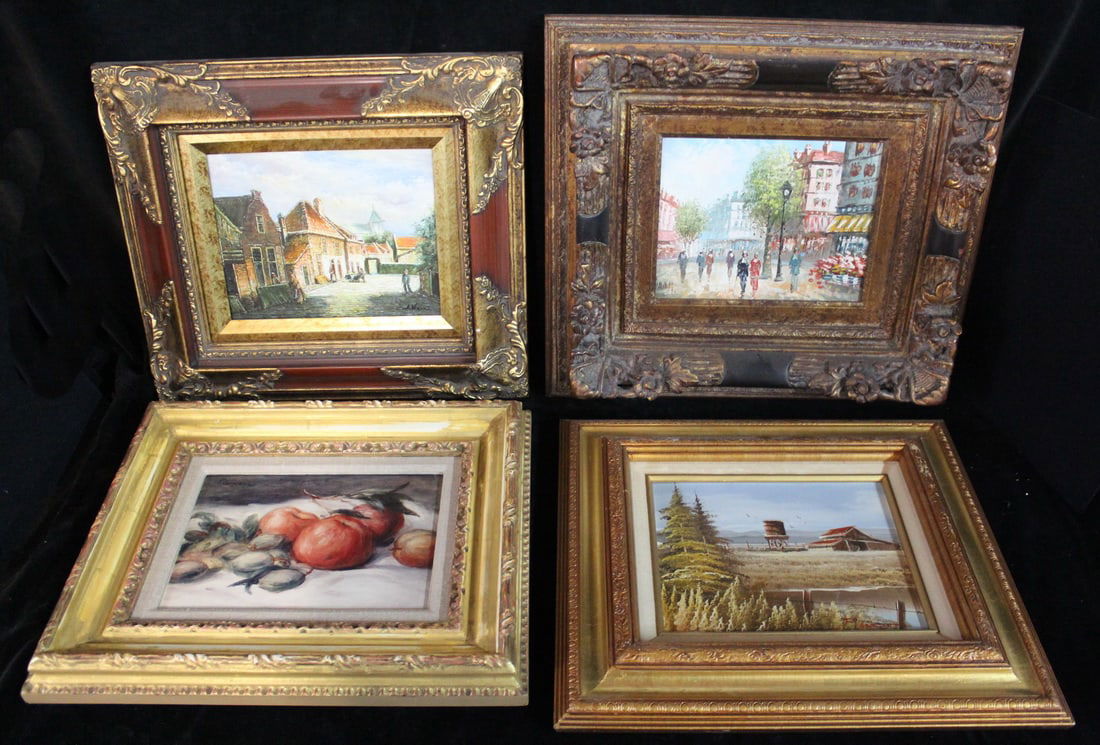 SET OF FOUR ORNATE FRAMED OIL ON BOARD PAINTINGS (1 of 16)