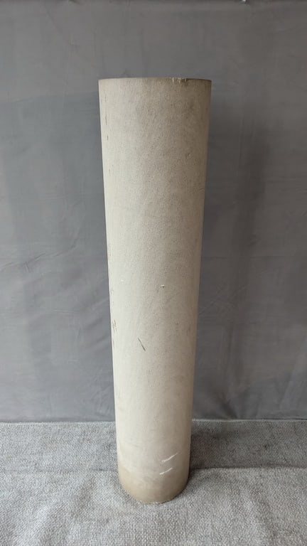 PINK GRANITE PILLAR, PEDESTAL: This striking pink granite pillar, with its substantial size and elegant form, is a versatile piece that can elevate any interior or outdoor space. The natural beauty of the granite, with its unique v