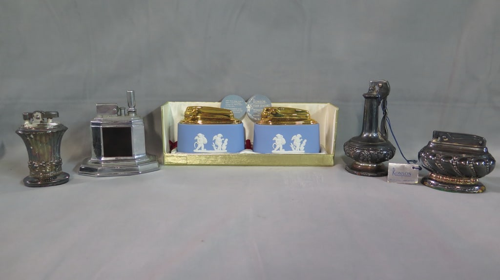 COLLECTION OF CIGARETTE LIGHTERS INCLUDING RARE WEDGEWOOD/RONSON (1957) (1 of 8)