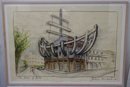 ILAN AVERBUCH "SHIP OF FOOLS" (2007) CRAYON, GRAPHITE & WATERCOLOR ON PAPER