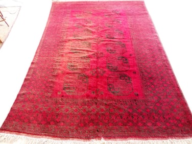ANTIQUE SATURATED RED AFGHAN RUG