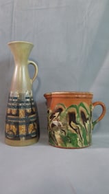 MID-CENTURY MODERN HAND-CRAFTED ISRAELI CERAMIC POTTERY PITCHER AND EWER