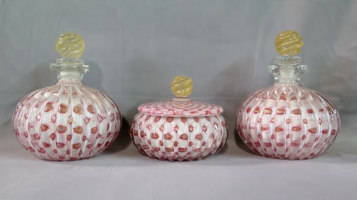 VINTAGE MURANO GLASS VANITY SET