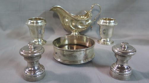 COLLECTION OF STERLING SILVER, WEIGHT OF GRAVY BOAT: 5.18 OZ.