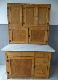 VINTAGE HOOSIER PANTRY CABINET WITH NEW MARBLE WORKTOP