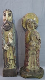 PAIR OF ANTIQUE WOODEN CARVED SAINT | SANTOS STATUES