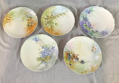COLLECTION OF FIVE ROYAL BAVARIAN HUTSCHENREUTER HANDPAINTED PLATES