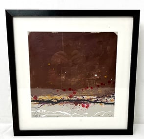 ABSTRACT OIL ON PAPER "FALL B" SIGNED BY ARTIST FILIPPO IOCO