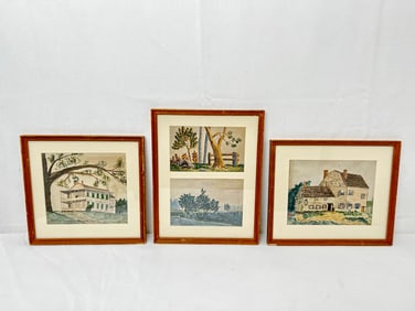 COLLECTION OF FOUR "OLD LONG ISLAND" THEMED WATERCOLORS
