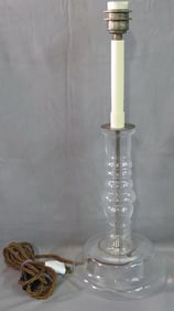 VINTAGE MID-CENTURY MODERN CAST GLASS CANDLESTICK LAMP