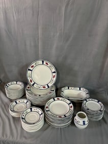 ADAMS LANCASTER ENGLISH PORCELAIN WITH HANDPAINTED FLORAL BORDERS