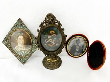 LIVING ESTATE OF JOSEPH RODANO: TRIO OF ANTIQUE PORTRAIT MINIATURES