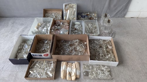 VERY LARGE COLLECTION OF 125+ LBS. SORTED AND UNSORTED CRYSTAL DROPS INCLUDING VENETIAN