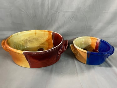 LIVING ESTATE OF JOSEPH RODANO: PAIR OF WALT GLASS STUDIO POTTERY STONEWARE