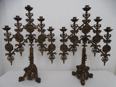PAIR OF ANTIQUE LARGE GOTHIC REVIVAL / VICTORIAN / RETICULATED RELIGIOUS CEREMONIAL OBJECT