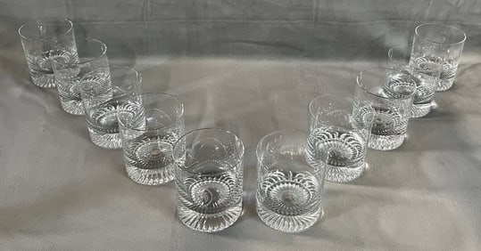 COLLECTION OF TEN VINTAGE 24K CLUB CRYSTAL ROCK GLASSES
