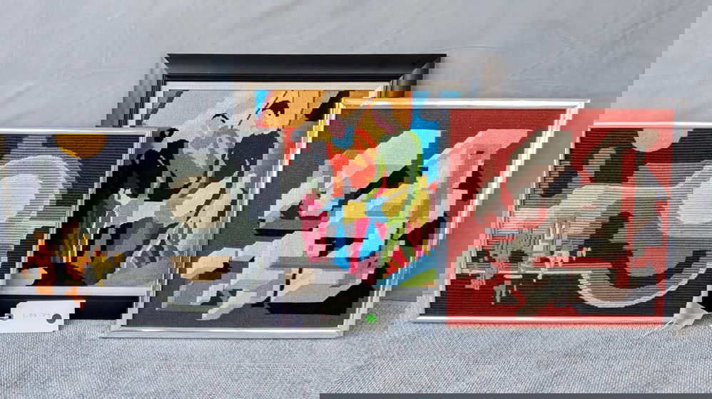 LIVING ESTATE OF JOSEPH RODANO: COLLECTION OF THREE VINTAGE GRAPHIC NEEDLE POINT ARTWORKS (1 of 9)