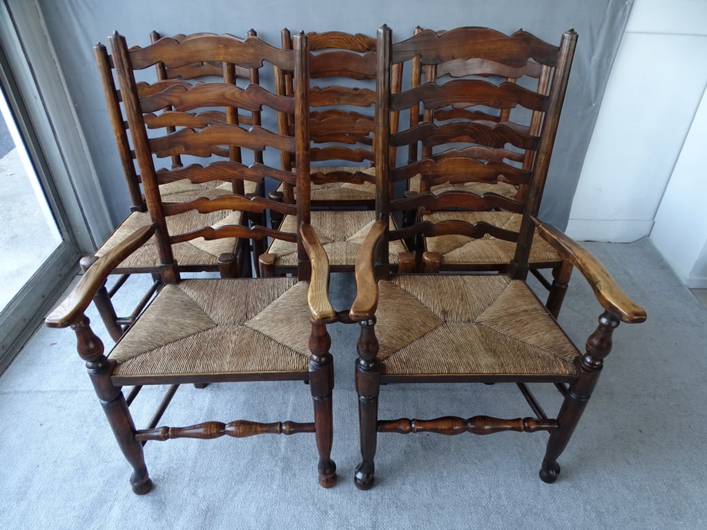 SET OF 8 19TH CENTURY ASH & ELM LADDER BACK CHAIRS (1 of 18)