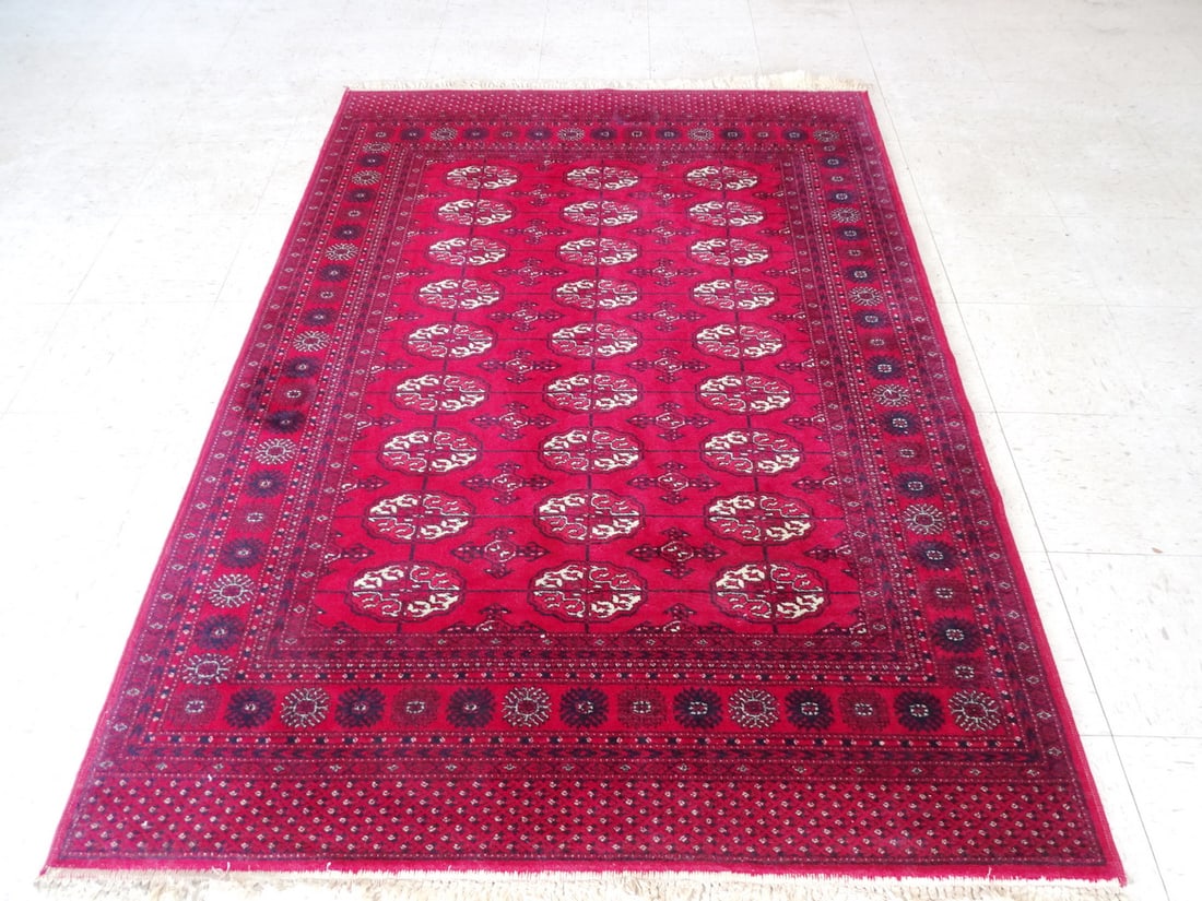BOKHARA RUG WITH RED GROUND 4.7 X 6.6 (1 of 16)