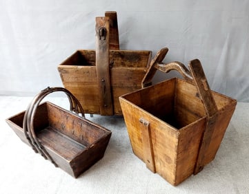 LIVING ESTATE OF JOSEPH RODANO: COLLECTION OF VINTAGE WOODEN JAPANESE BOXES WITH HANDLES