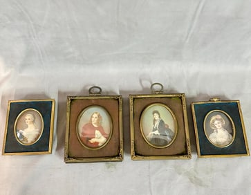 COLLECTION OF FOUR VINTAGE MINIATURE PORTRAITS