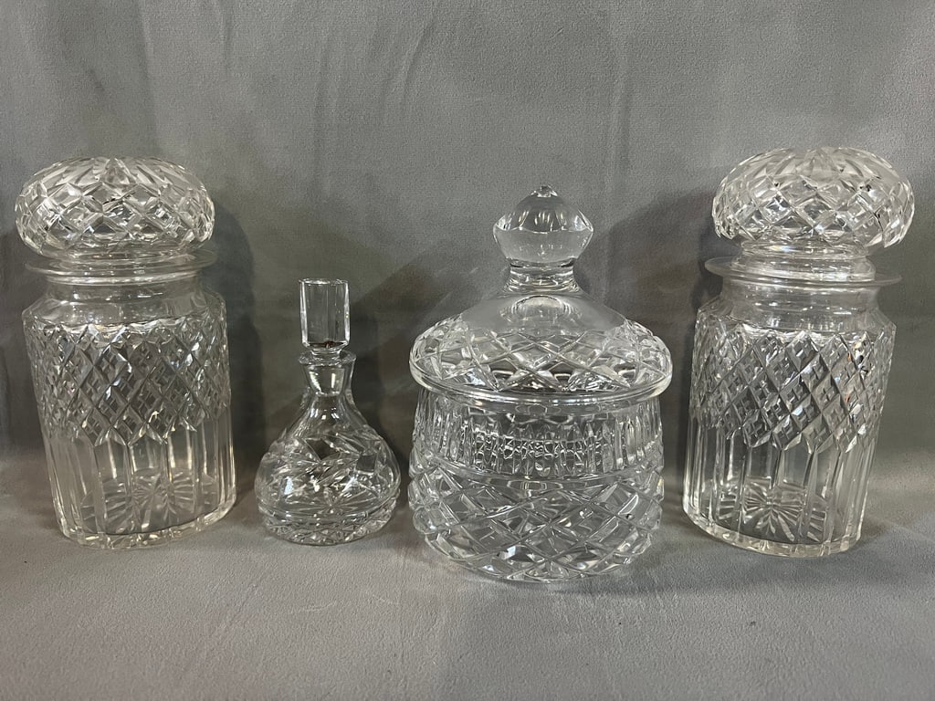 LIVING ESTATE OF JOSEPH RODANO: COLLECTION OF FOUR LIDDED CRYSTAL CONTAINERS (1 of 10)