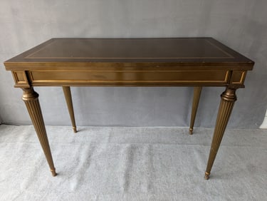 VINTAGE LIVE- DINE GOLD PAINT DECORATED DINING TABLE WITH THREE 21" LEAVES