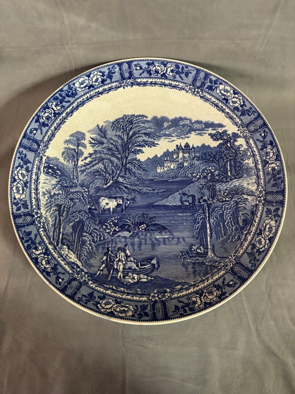 ROYAL BONN (GERMANY) LATE 19TH- EARLY 20TH CENTURY | FLOW BLUE TRANSFERWARE PLATTER (1 of 11)