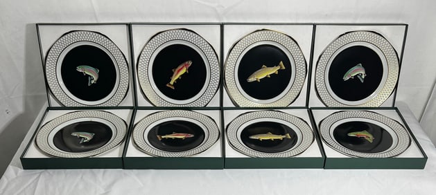 SET OF 8 LYNN CHASE "TROUT OF AMERICAN WATERS" LIMITED EDITION PORCELAIN PLATES