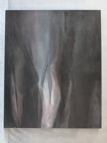 BRITTANY BOGAN (AMERICAN, 21ST C), "DARK AS NIGHT" OIL ON CANVAS ABSTRACT PAINTING