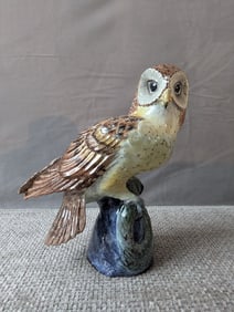 GLAZED CERAMIC OWL SCULPTURE