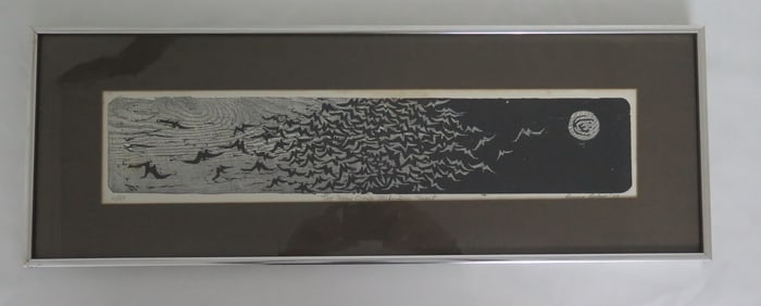 PENNY FEDER "TOO MANY CROWS MAKE DAY NIGHT" LIMITED EDITION WOODBLOCK PRINT. PENCIL SIGNED