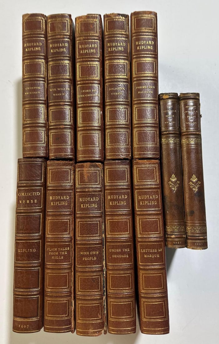 COLLECTION OF RARE RUDYARD KIPLING LEATHERBOUND EDITIONS, 1909 (1 of 2)