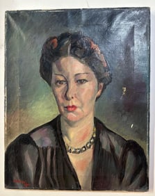 OIL ON CANVAS OF A WOMAN. 16" x 20"