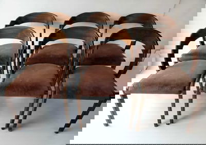 SET OF 6 MID-CENTURY UPHOLSTERED TEAK SIDE CHAIRS