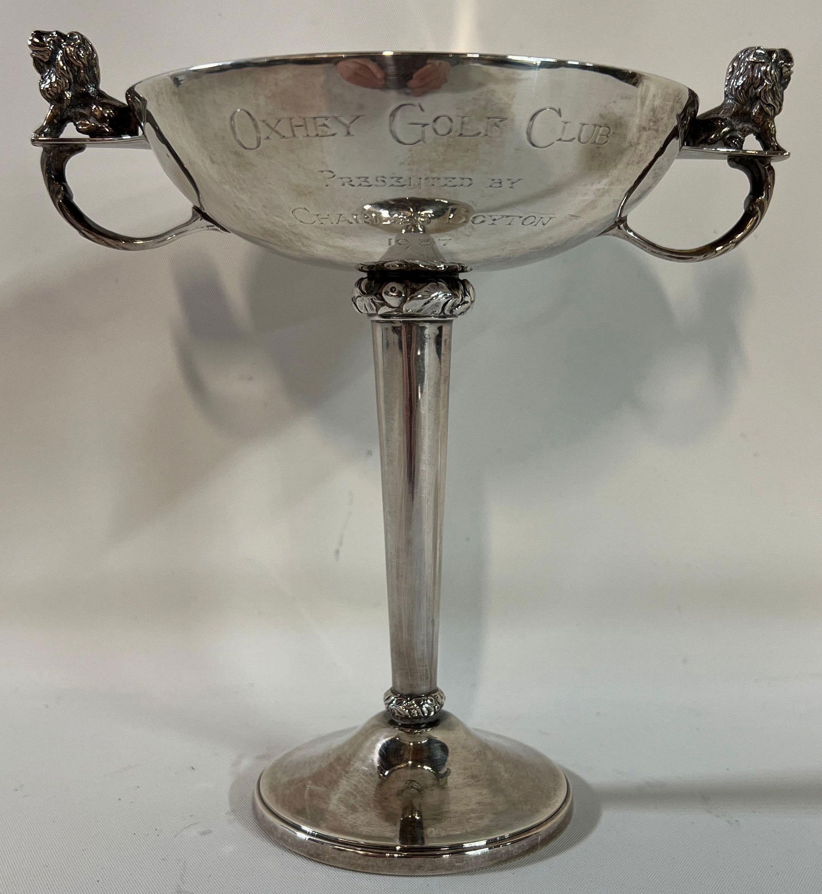 CHARLES BOYTON SILVERSMITH STERLING SILVER TROPHY - MADE FOR OXHEY GOLF CLUB (1937) (1 of 9)