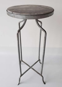 MARBLE TOP CIRCULAR STEEL BASE SIDE TABLE 25" X 12" DIAMETER