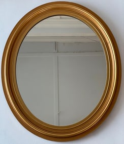 GILT FRAME BEVELED GLASS OVAL MIRROR