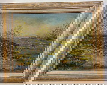 OIL ON BOARD IMPRESSIONIST PAINTING OF BRIDGE SCENE | ARTIST UNKOWN