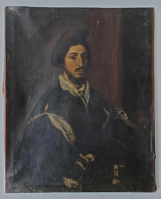 ANTIQUE OIL ON CANVAS PORTRAIT OF VINCENZO MOSTI 37.25" X 30"