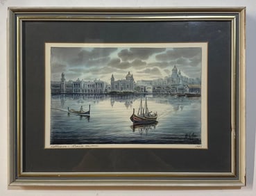 EDWIN GALEA WATERCOLOR MALTA 1987